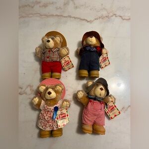 Vintage 1986 WENDY'S Furskins 8" Bears Farrell Dudley Boone Hattie With Tags